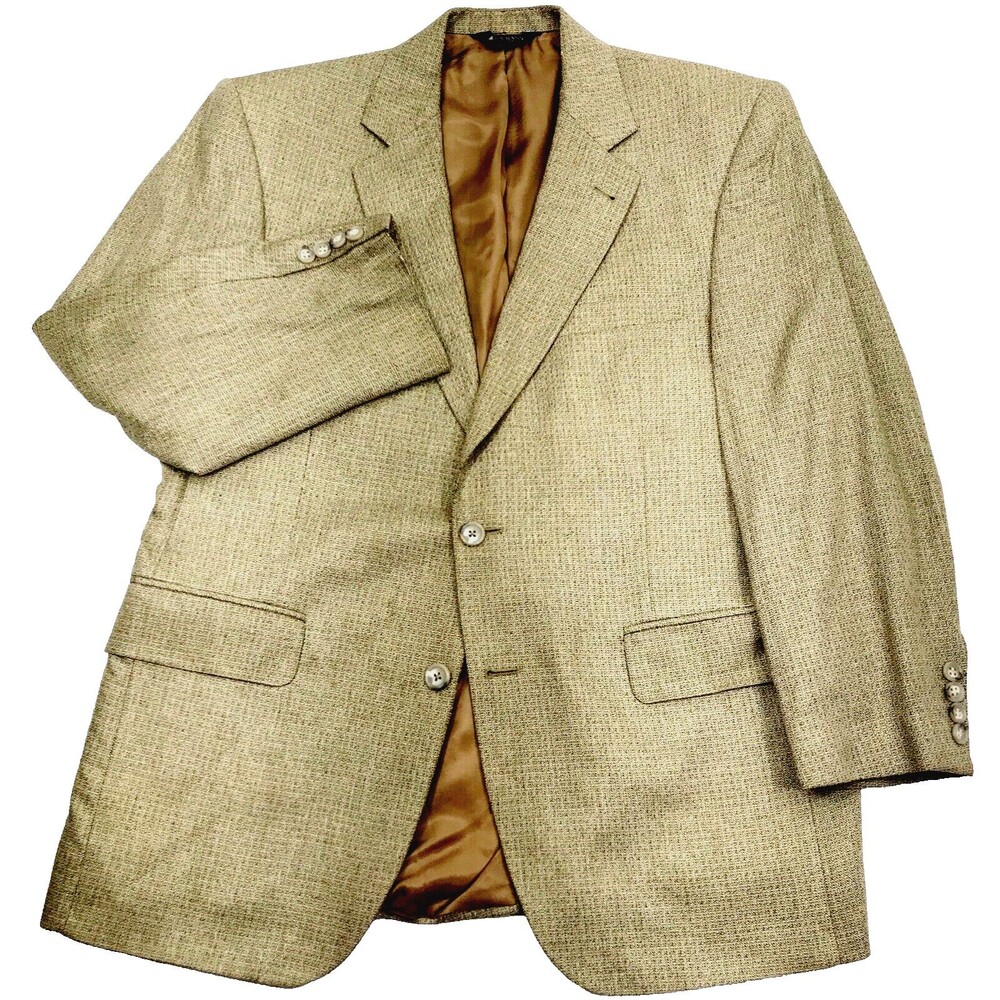 Jos A Bank Signature Silk Sport Coat 40 42 S Woven Tan Beige